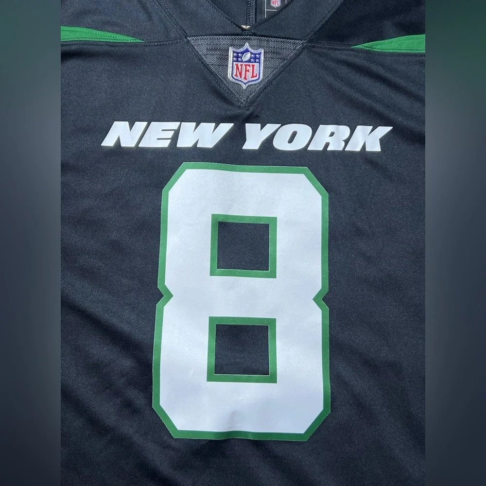Nike‎ Dri-Fit New York Jets Aaron Rodgers #8 Jersey Black Men’s 3XL NFL On Field